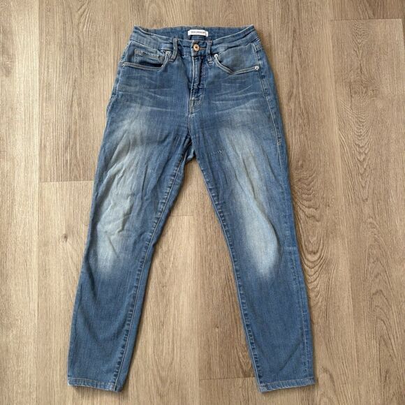 GOOD AMERICAN Good Legs Crop Sculpting‎ Skinny Jeans Denim 4/27 GLC899 - Picture 1 of 10
